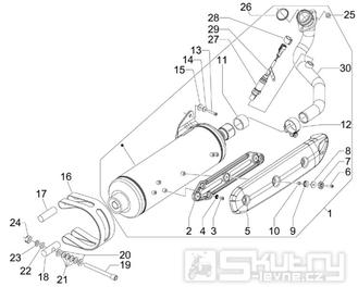 1.42 Výfuk - Gilera Fuoco 500ccm 4T-4V ie E3 LT od 2013 (ZAPM83100...)