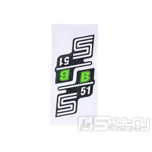 Nápis S51 B samolepicí fólie zelená 2 ks pro Simson S51 / S51 Enduro