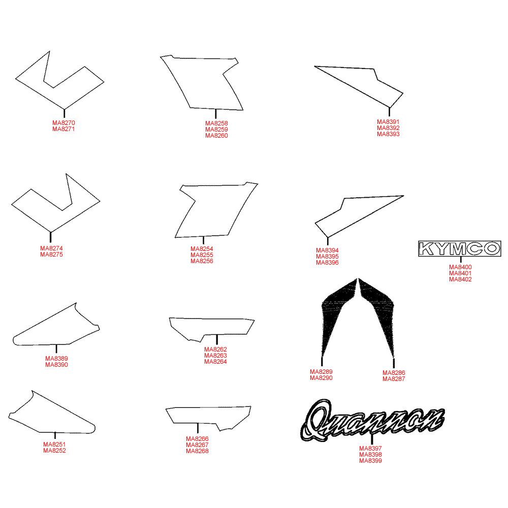 F27 Samolepky / Fixy pro opravu laku - Kymco Quannon 125