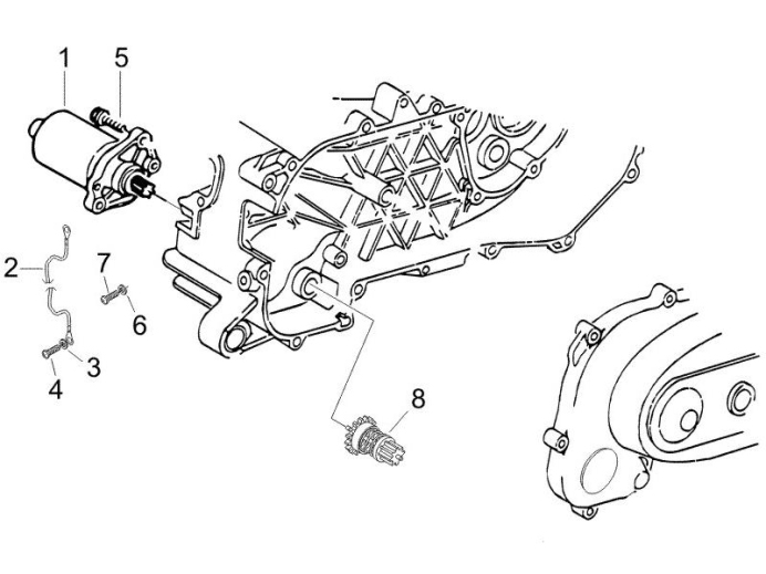 1.20 Elektrický startér motoru, nakopávací páka - Gilera Runner 50 PureJet 2010-2011 (ZAPC46200)