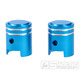 Čepičky ventilků hliníkové, modré, ve tvaru pístu