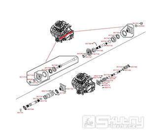 E10 Výstupní hřídel převodovky a kardanové hřídele přední a zadní - Kymco MXU 450i LOF LC90CE