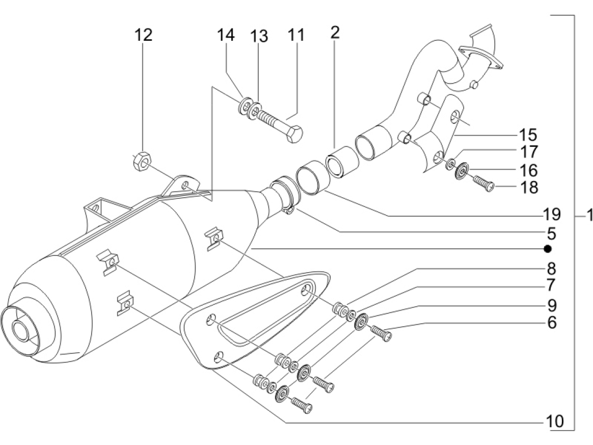 1.42 Výfuk - Gilera Runner 200 VXR 4T LC 2005-2006 (ZAPM46200)