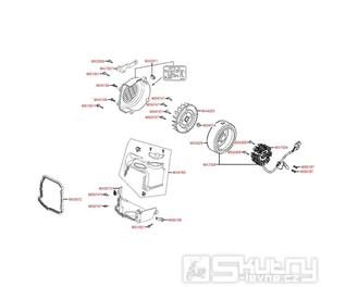 E07 Magneto dobíjení / ventilátr / kryt motoru- Kymco Super 8 50 4T