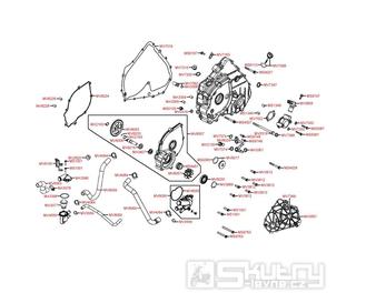 E05 Kryt motoru pravý a vodní čerpadlo - Kymco Maxxer 450i