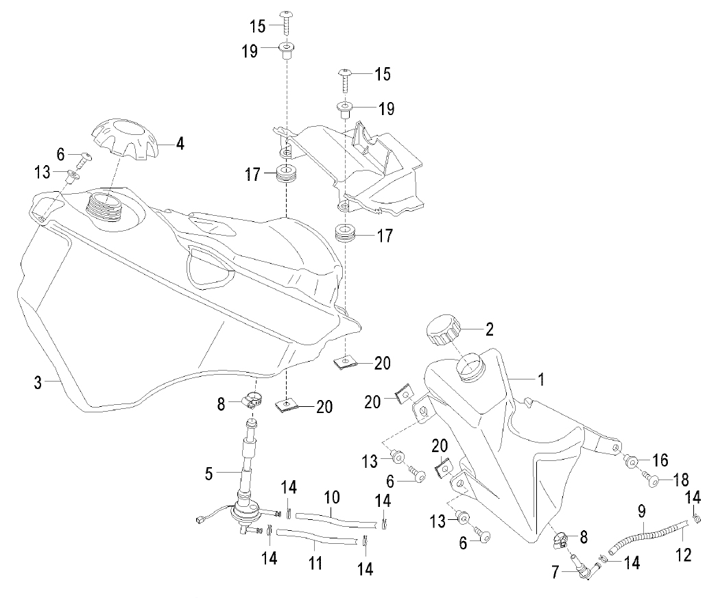 Palivová a olejová nádrž - Malaguti XSM 50 Motard 2003