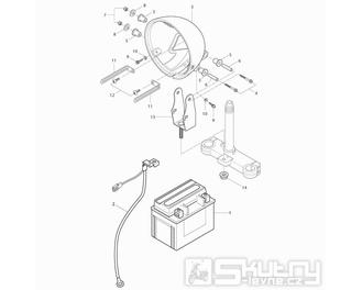 19 Baterie / Držák předního světla - Hyosung RT 125D Karion