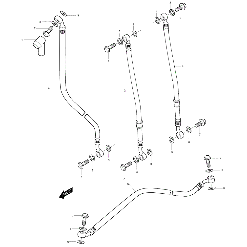 FIG42b Brzdové hadice 2-diskový brzdový systém - Hyosung - GT 125 R 09-11 KM4MF55C