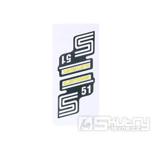 Nápis S51 Elektronik samolepicí fólie žlutá 2 ks pro Simson S51 / S51 Enduro