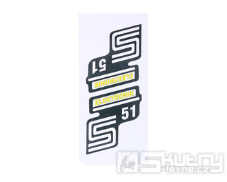 Nápis S51 Elektronik samolepicí fólie žlutá 2 ks pro Simson S51 / S51 Enduro