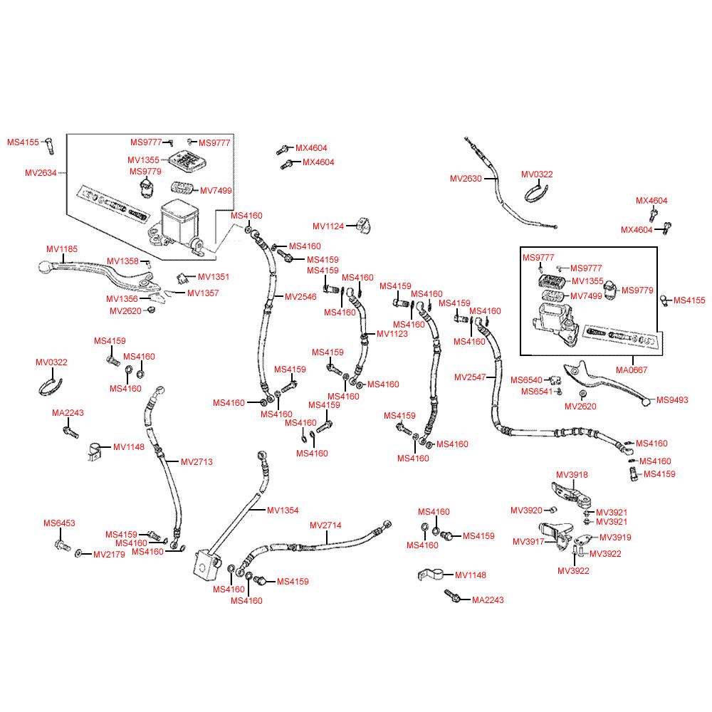 F04 Hlavní brzdový válec a brzdové hadice - Kymco Maxxer 300 Wide MMC