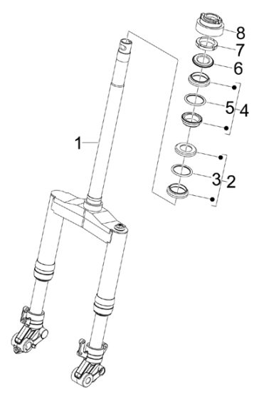 4.02 Přední kyvná vidlice, ložiska řízení - Gilera Runner 50 SP 2005-2006 (ZAPC46100)