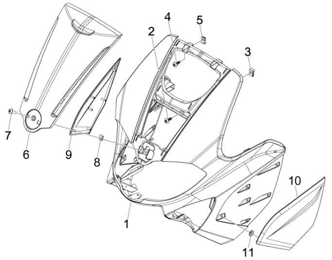 2.26 Přední plast, kapotáž - Gilera Runner 50 SP 2010-2012 (ZAPC46100, ZAPC46300, ZAPC4610001)