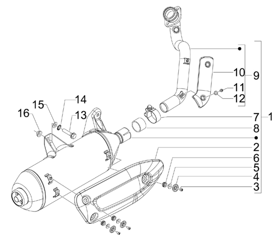 1.42 Výfuk - Gilera Runner 125 ST 4T LC 2008-2012 (ZAPM46301)