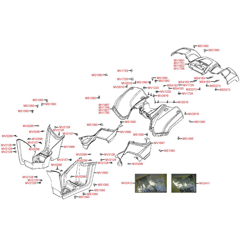 F12 Kapotáž zadní - Kymco MXU 300 Wide