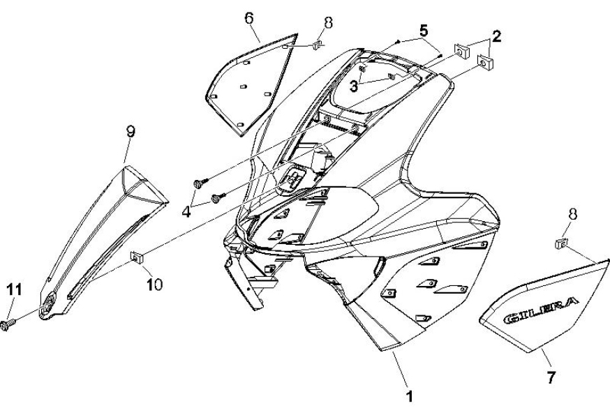 2.26 Přední plast, kapotáž - Gilera Runner 125 VX 4T 2005-2006 (ZAPM46100)