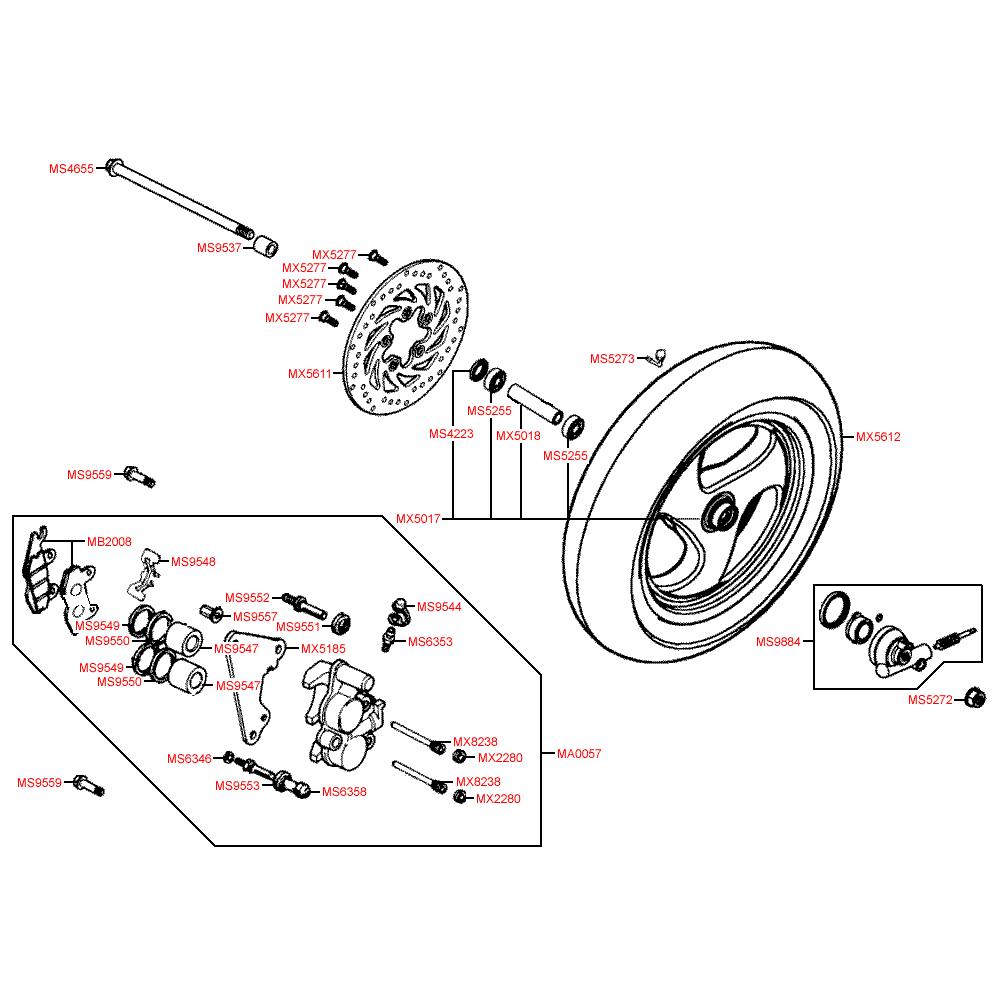 F07 Přední kolo a přední brzda - Kymco Grand Dink 125 SH25DA