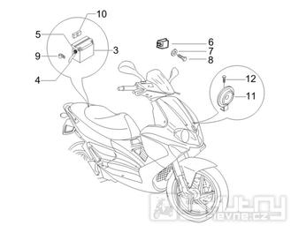 6.05 Baterie, houkačka, relé - Gilera Runner 50 SP Race 2005 (ZAPC46100)