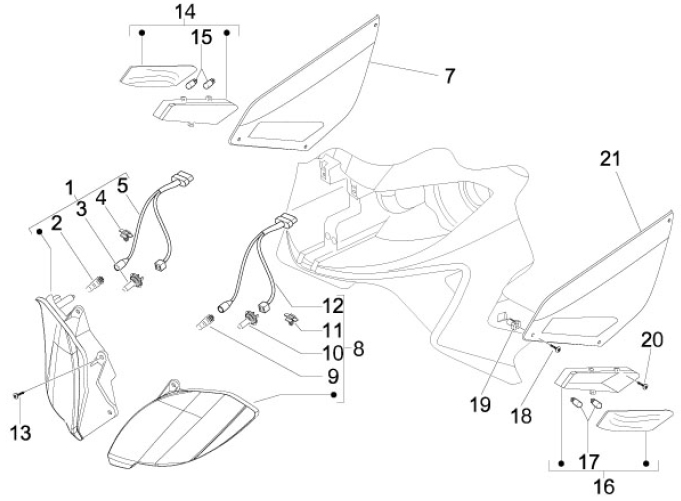 6.03 Přední světlo a blinkry - Gilera Nexus 250 4T LC 2007 (ZAPM35300)