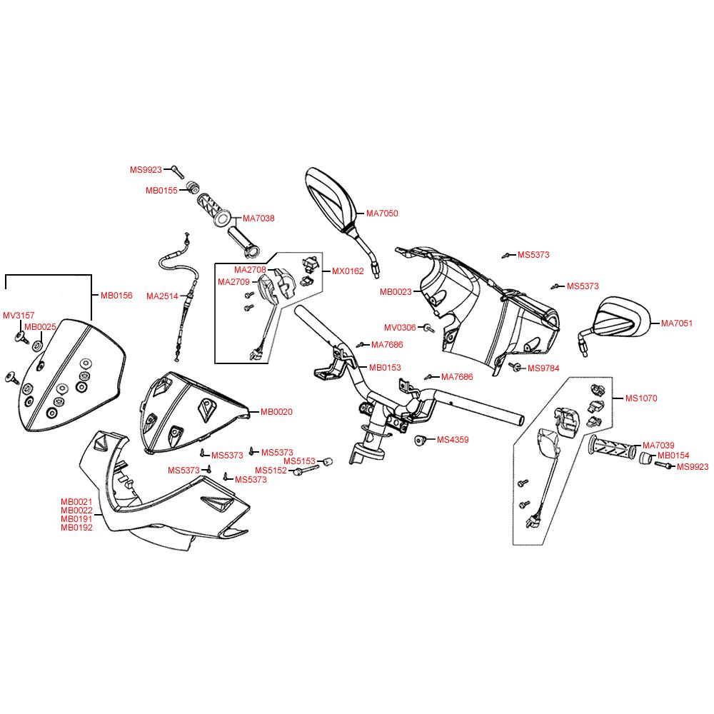 F03 Gripy / zrcátka / řídítka / kapotáž řídítek - Kymco Agility 125 City