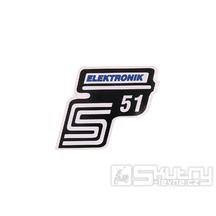 Nápis S51 Elektronik samolepicí fólie modrá pro Simson S51 / S51 Enduro