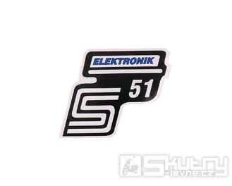 Nápis S51 Elektronik samolepicí fólie modrá pro Simson S51 / S51 Enduro