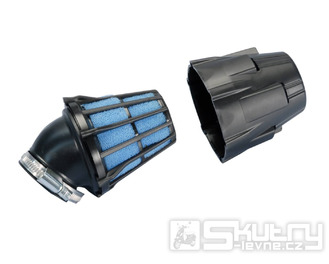 Plastový vzduchový filtr Polini Blue Air Box 30°, Ø 37 mm černo modrý