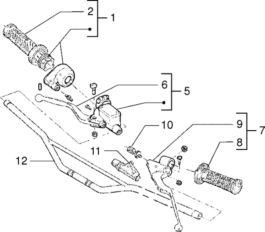 T27 Řidítka, gripy, brzdová a spojková páčka - Gilera Surfer (VTBC 08000 ...)