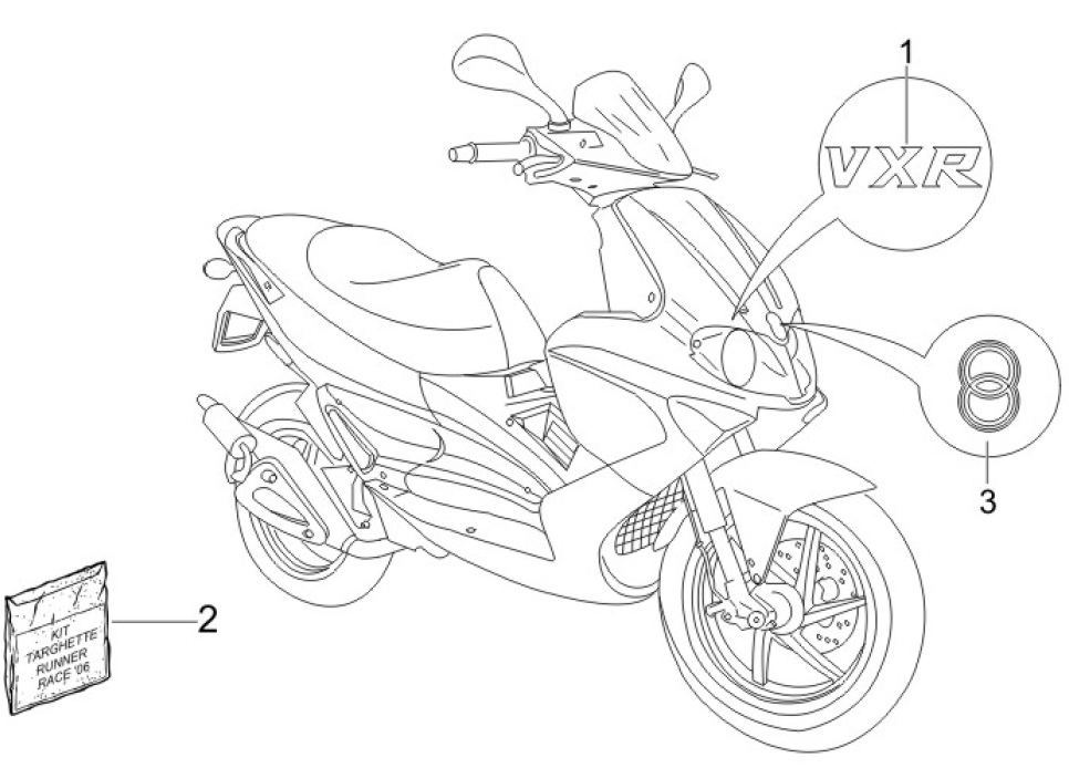 2.38 Samolepky, loga - Gilera Runner 200 VXR Race 2006 UK (ZAPM46300)