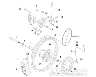 Přední kolo a brzdový sytém - Malaguti XSM 50 Motard 2004