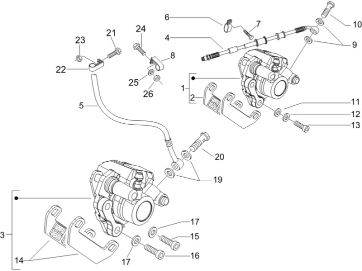 5.01 Brzdový třmen, destičky - Gilera Runner 50 PureJet SC 2006 (ZAPC46200)