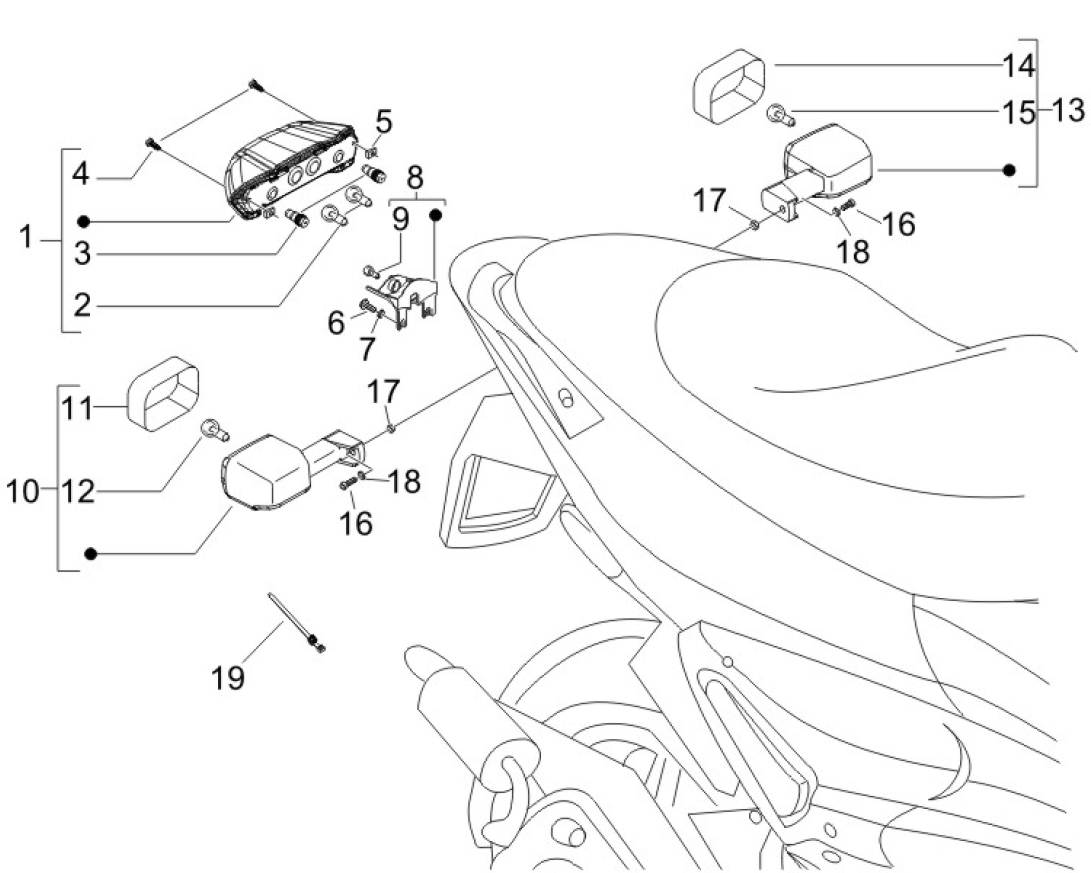 6.04 Zadní světlo a blinkry - Gilera Runner 125 "SC" VX 4T UK (ZAPM46100)