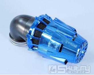 Modře chromovaný vzduchový filtr Polini - 90°, Ø 32 mm