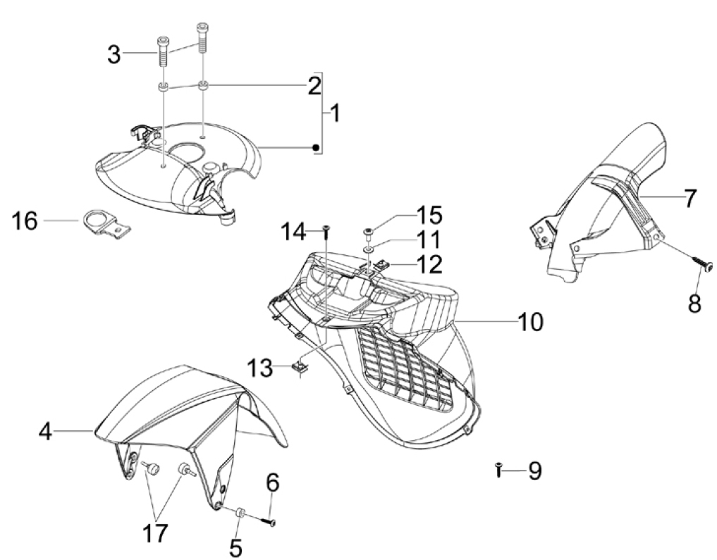 2.33 Přední a zadní blatník - Gilera Runner 125 ST 4T LC 2008-2012 (ZAPM46301)