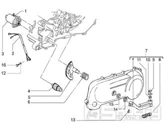 T11 Elektrický startér, nožní startování - Gilera DNA 50ccm 2T 2005 (ZAPC270003000001)