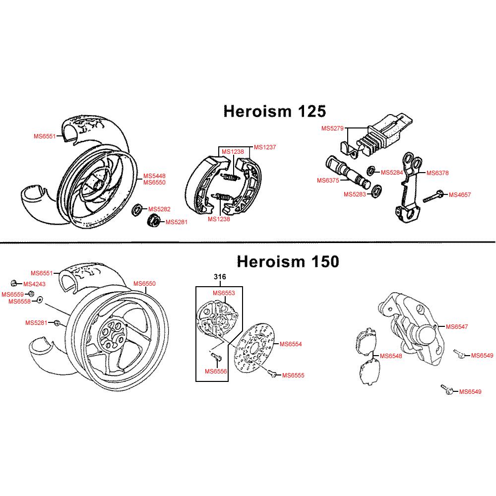 F08 Zadní kolo a brzda - Kymco Heroism 125/150