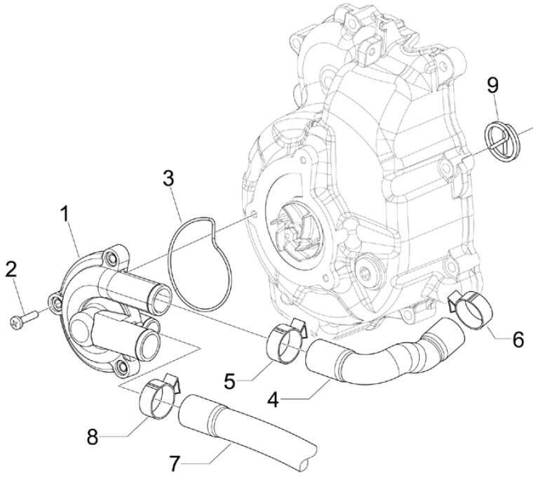 1.19 Vodní čerpadlo - Gilera Nexus 300ie 4T LC 2008 (ZAPM35600)