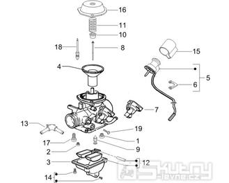 1.40 Karburátor (jednotlivé díly) - Gilera Runner 125 VX 4T 2005-2006 UK (ZAPM46100)