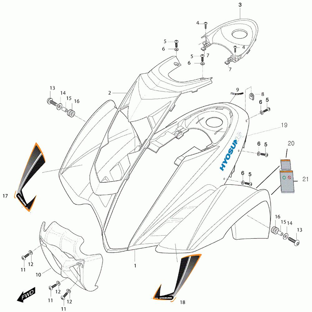 39 Přední kapotáž - Hyosung 450 Sport Quad