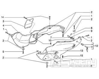 T25 Kapotáž, kryt baterie - Gilera Runner Purejet 50 1998-2005 (ZAPC36100)