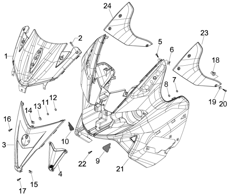 2.26 Přední plast, kapotáž - Gilera Nexus 500 4T LC 2006-2008 (ZAPM35200)