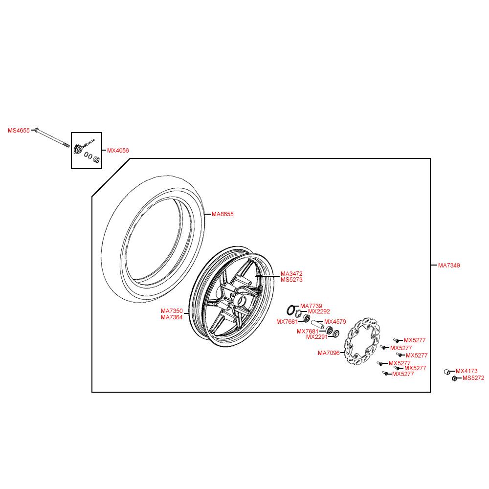 F07 Přední kolo s brzdou - Kymco Super 8 125 Big Tyre KL25SB