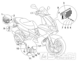 6.06 Regulátor napětí, zapalovací cívka a kabel - Gilera Runner 50 PureJet Race CH 2006 (ZAPC46200)