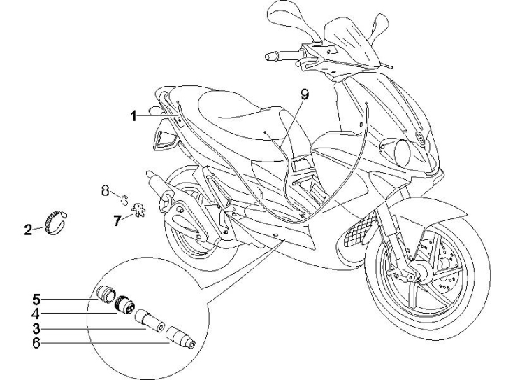 5.03 Brzdové lanko, rozdělovač - Gilera Runner 50 SP 2005-2006 (ZAPC46100)