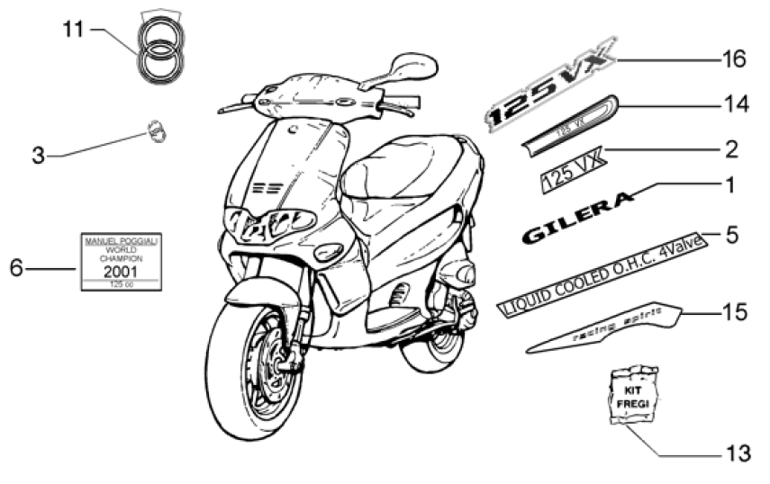 T27 Samolepky, loga - Gilera Runner VX 125 4T (ZAPM24100, ZAPM24000)