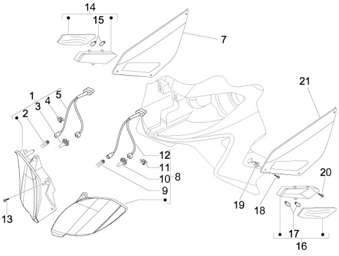 6.03 Přední světlo a blinkry - Gilera Nexus 500 4T LC 2006 UK (ZAPM35200)