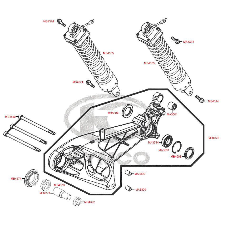 F16 Zadní tlumič a kyvné rameno - Kymco MyRoad 700i ABS SAADAB