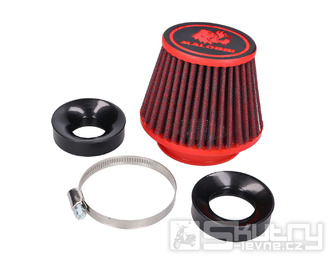 Vzduchový filtr Malossi Red Filter E18 Racing 60mm přímý, červeno-černý pro karburátory PHBG 15-21, PHBL 20-26