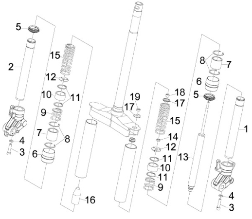 4.05 Přední kyvná vidlice (Wuxi Top) - Gilera Runner 50 SP 2010-2012 (ZAPC46100, ZAPC46300, ZAPC4610001)