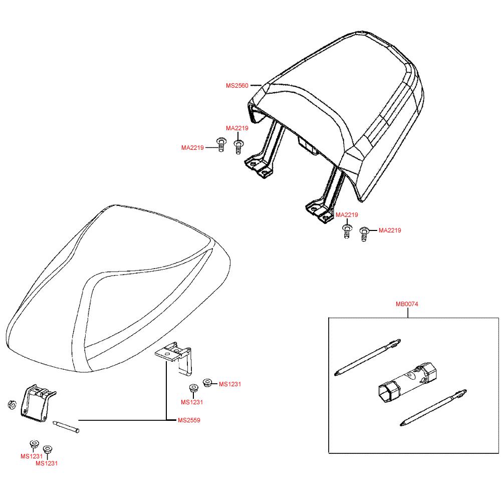 F09 Sedačka a nářadí - Kymco Agility 50 RS 4T KG10S